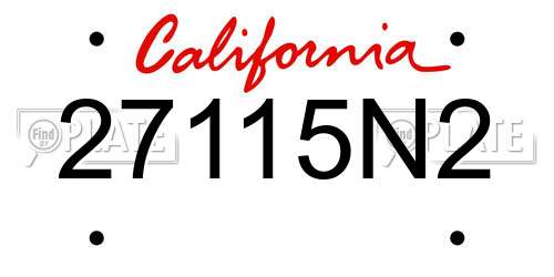 27115N2 California License Plate