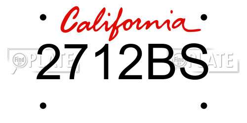 2712BS California License Plate