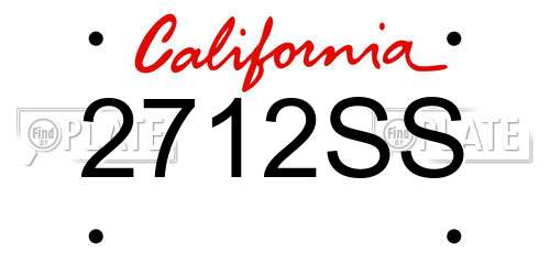 2712SS California License Plate