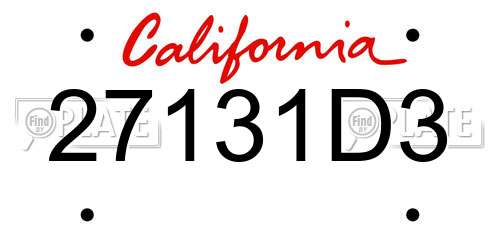 27131D3 California License Plate