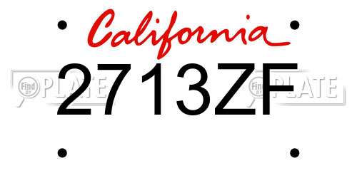 2713ZF California License Plate