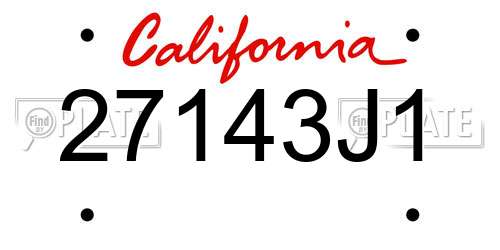 27143J1 California License Plate