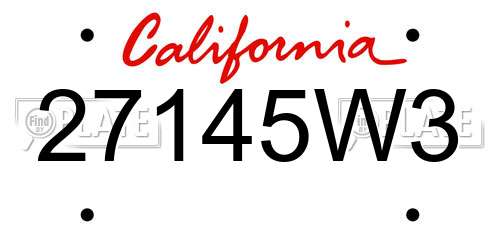 27145W3 California License Plate