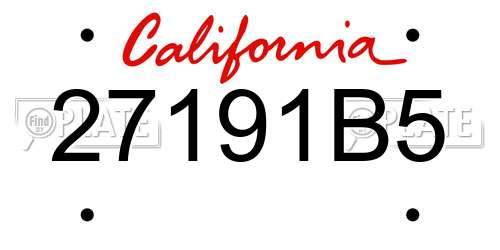 27191B5 California License Plate