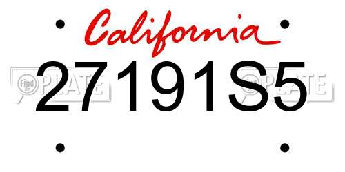 27191S5 California License Plate