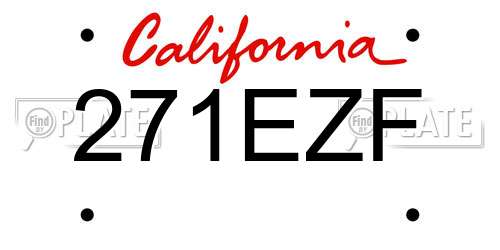 271EZF California License Plate
