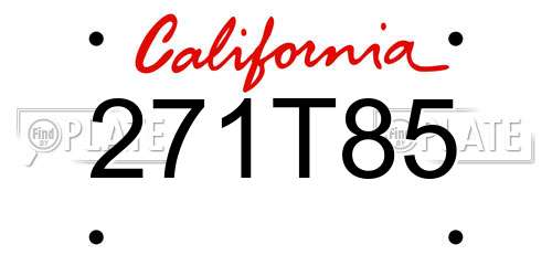 271T85 California License Plate