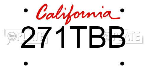 271TBB California License Plate