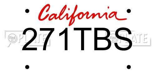 271TBS California License Plate