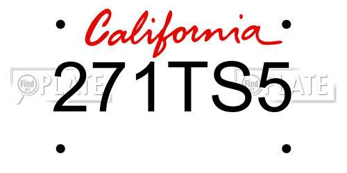 271TS5 California License Plate