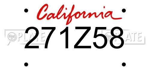 271Z58 California License Plate