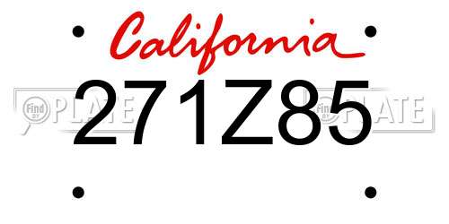 271Z85 California License Plate
