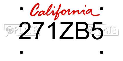 271ZB5 California License Plate