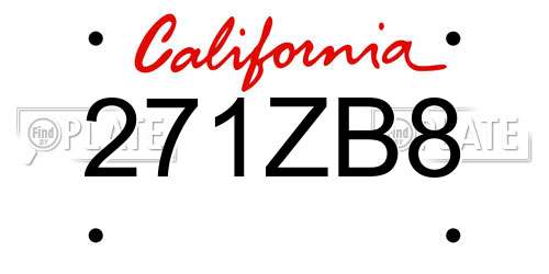 271ZB8 California License Plate