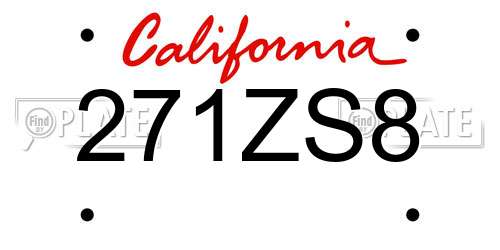 271ZS8 California License Plate