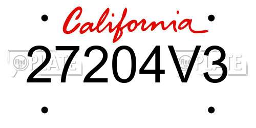 27204V3 California License Plate