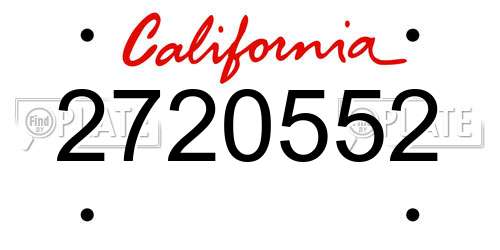 2720552 California License Plate