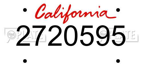 2720595 California License Plate