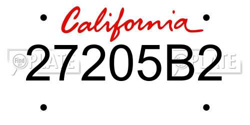 27205B2 California License Plate