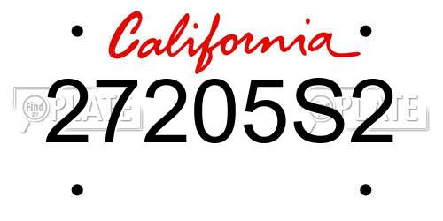 27205S2 California License Plate