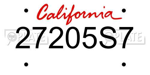 27205S7 California License Plate
