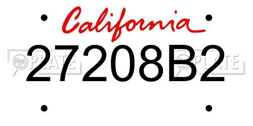 27208B2 California License Plate