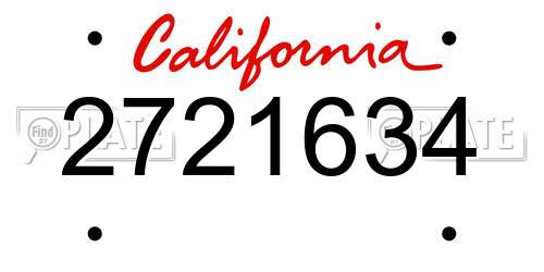 2721634 California License Plate