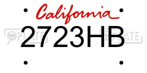 2723HB California License Plate