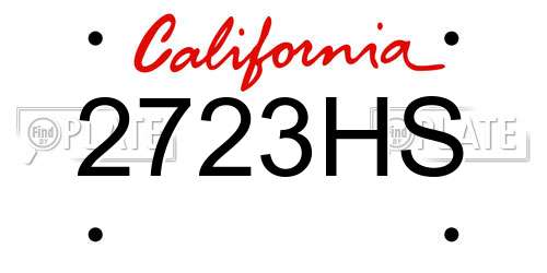 2723HS California License Plate