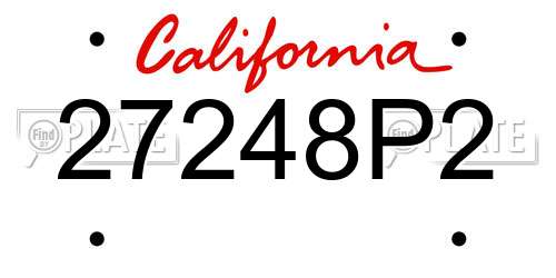 27248P2 California License Plate