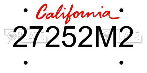 27252M2 California License Plate