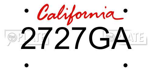 2727GA California License Plate