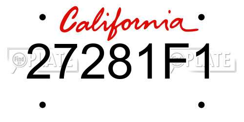 27281F1 California License Plate