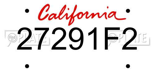 27291F2 California License Plate