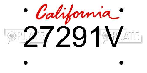 27291V California License Plate