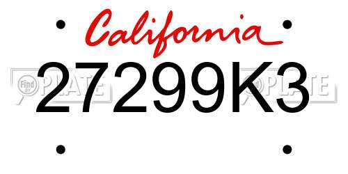 27299K3 California License Plate