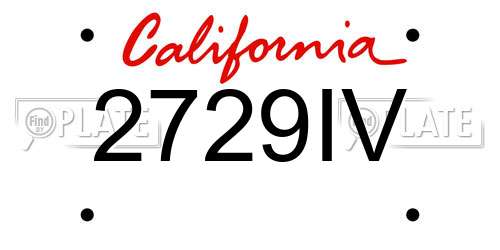 2729IV California License Plate