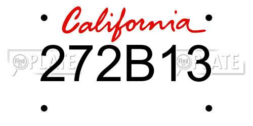 272B13 California License Plate