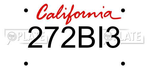 272BI3 California License Plate