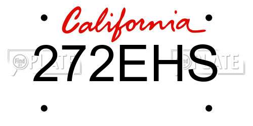272EHS California License Plate