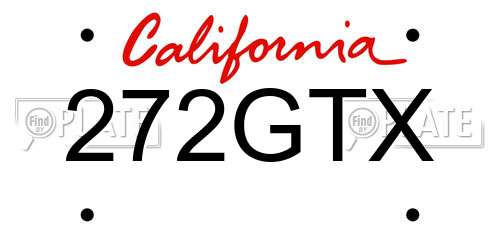 272GTX California License Plate