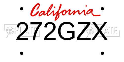 272GZX California License Plate