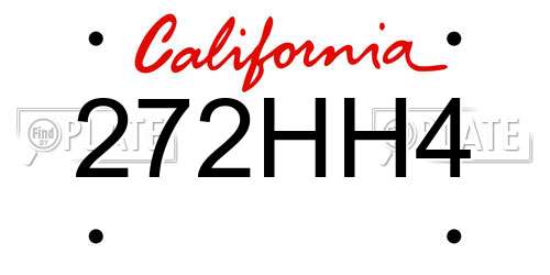 272HH4 California License Plate