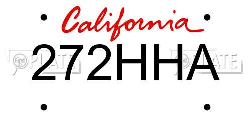 272HHA California License Plate