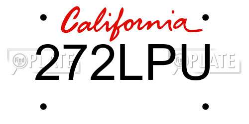 272LPU California License Plate