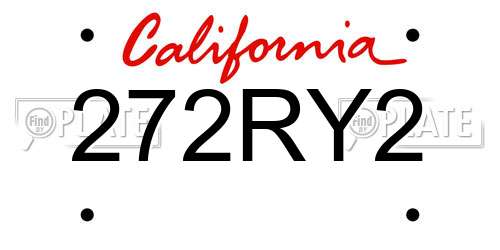 272RY2 California License Plate