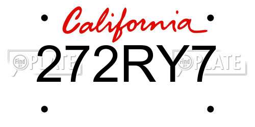 272RY7 California License Plate