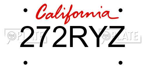 272RYZ California License Plate