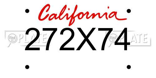272X74 California License Plate