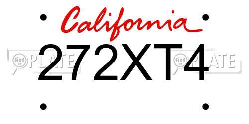 272XT4 California License Plate